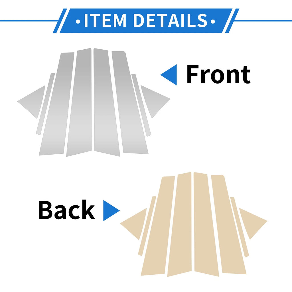 8 Pcs Door Pillar Window Trim for Hyundai Elantra (2017–2020) Silver Tone
