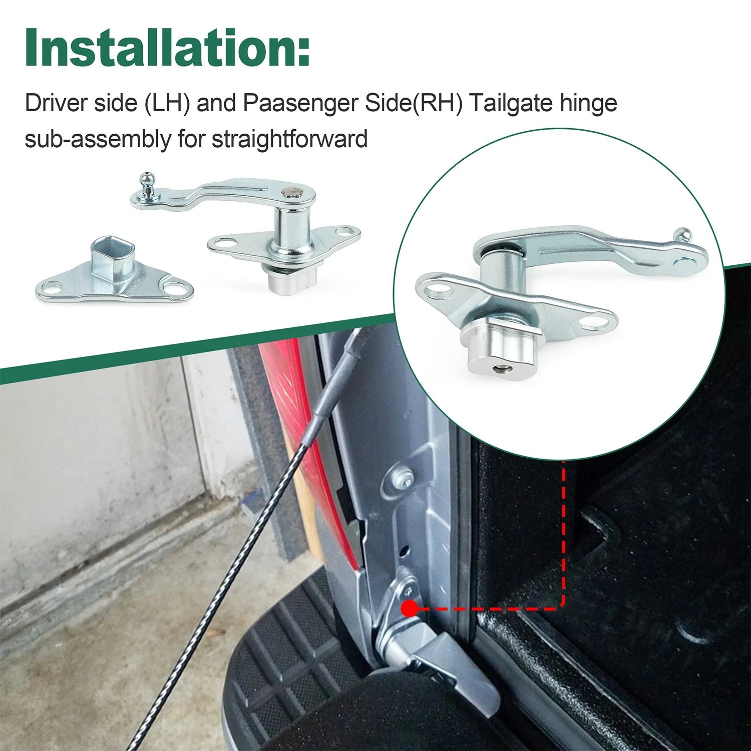 Tailgate Hinge Set LH RH for Toyota Tundra (2007–2021) w/ Aluminum Bushing