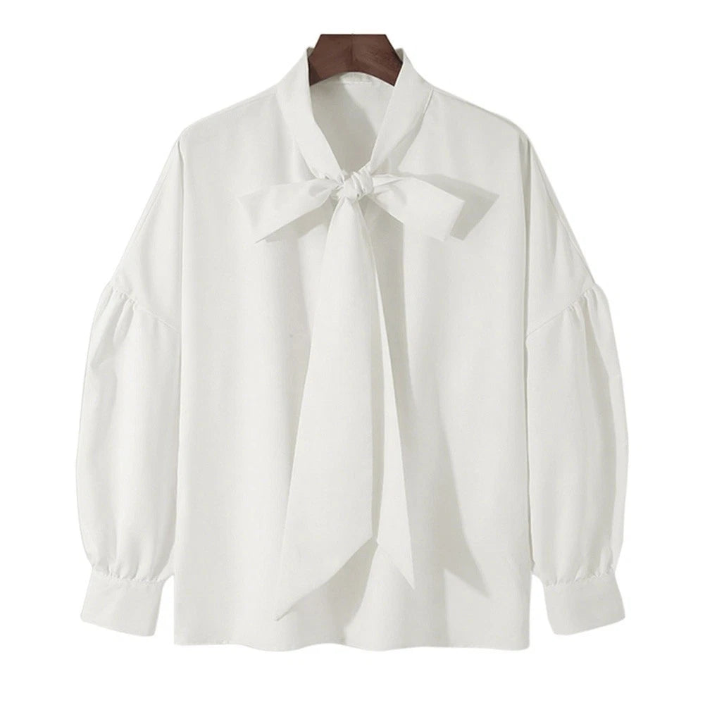 Men's Loose Fit Long Sleeve Tie Neck Shirt Casual Solid Color (2023)