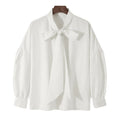 Men's Loose Fit Long Sleeve Tie Neck Shirt Casual Solid Color (2023)