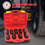 Set of 9 Deep Impact Sockets for Axle Hub Nut (1/2" Drive, Metric)