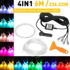 19.6ft RGB LED Fiber Optic Neon Strip Lights for Car Interior