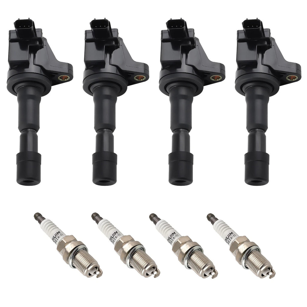 Set of 4 Ignition Coils + Spark Plugs for Honda CR-Z L4 1.5L (2011–2016)
