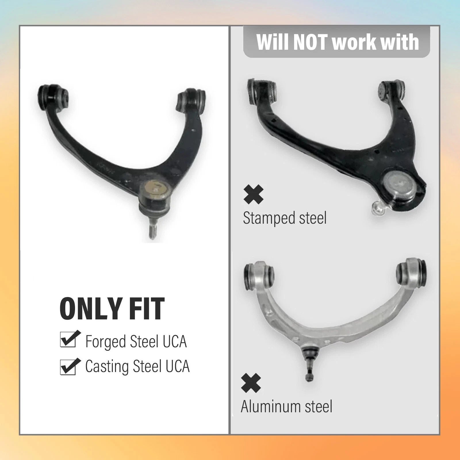 Front Upper Control Arms for Silverado Sierra 1500 Tahoe (2007–2018) 2-4" Lift