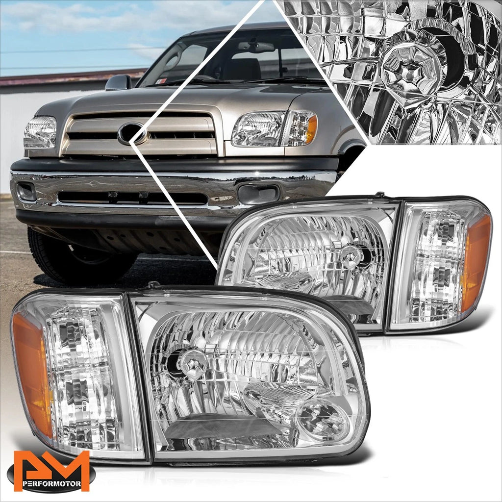 OE Style Headlights for Toyota Sequoia/Tundra (2005–2007) Chrome/Amber