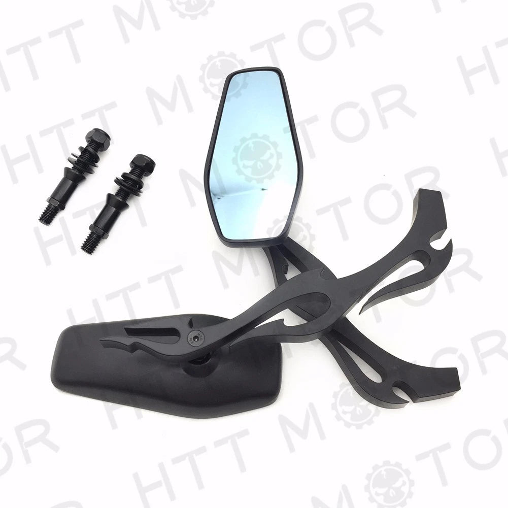 Black Aluminum Rear View Side Mirrors for Harley Cruiser Chopper