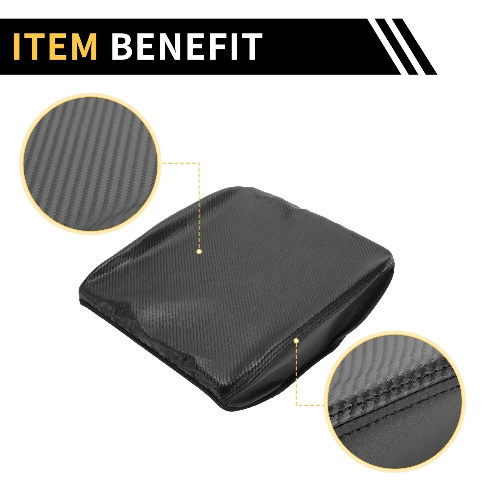 Armrest Cover for Dodge Ram Microfiber Leather Carbon Fiber Black