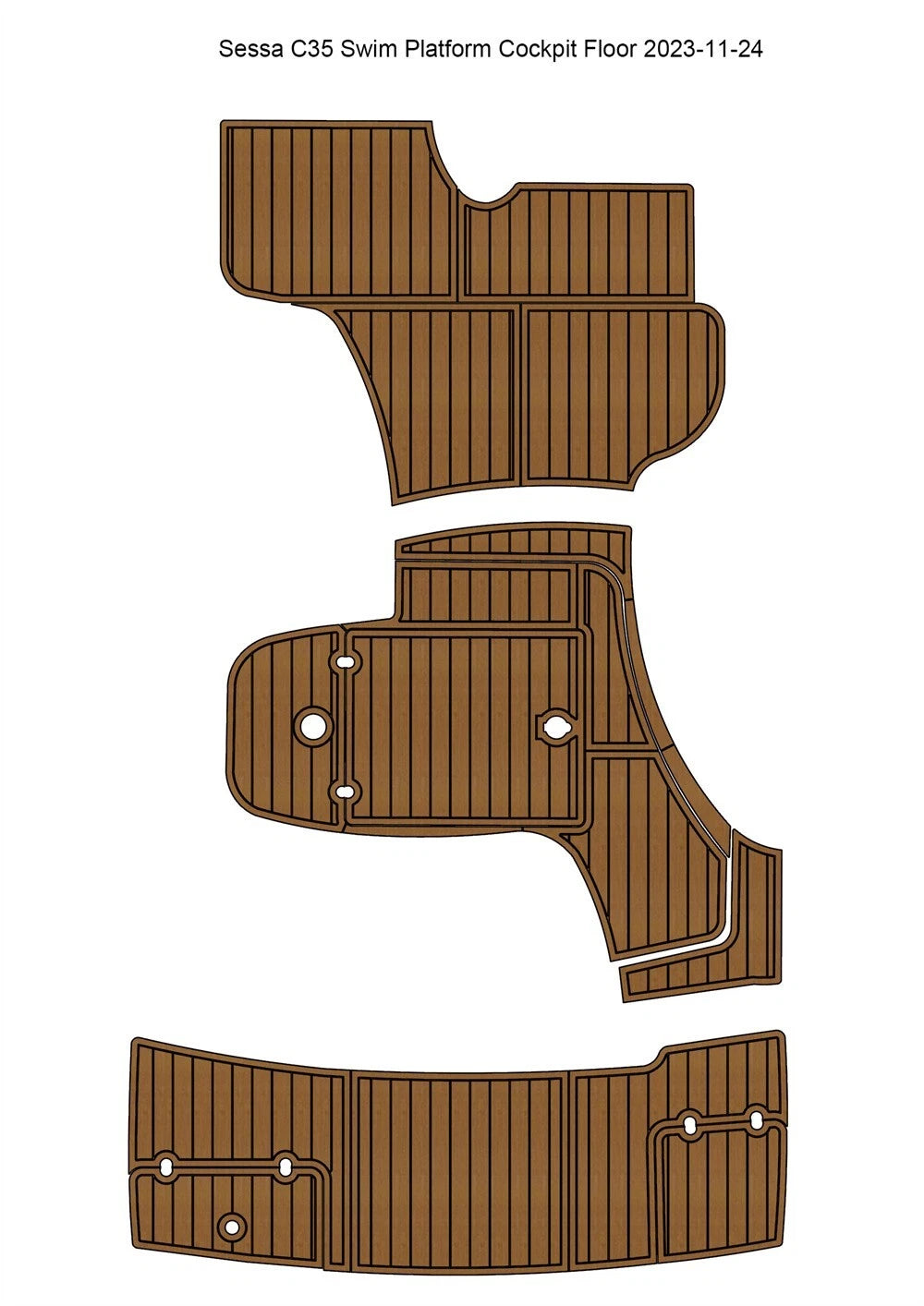 EVA Foam Teak Deck Flooring for Sessa C35 (Self Adhesive)
