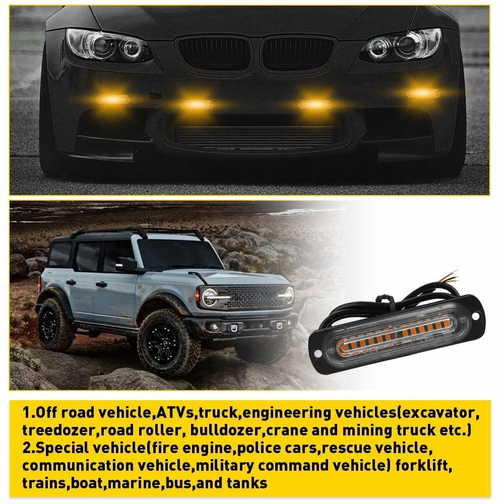 8x LED Strobe Light Bar for Car Truck Amber Hazard Beacon