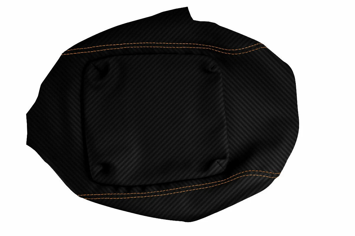 Console Lid Armrest Cover for Hummer H2 (2003–2007) Carbon Fiber Orange Stitch