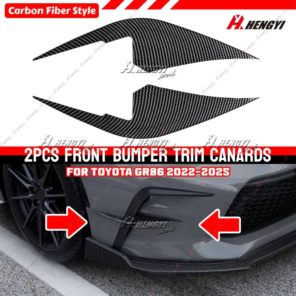 Carbon Style Front Bumper Side Fin Canards Splitter for Toyota GR86 (2022-2025)
