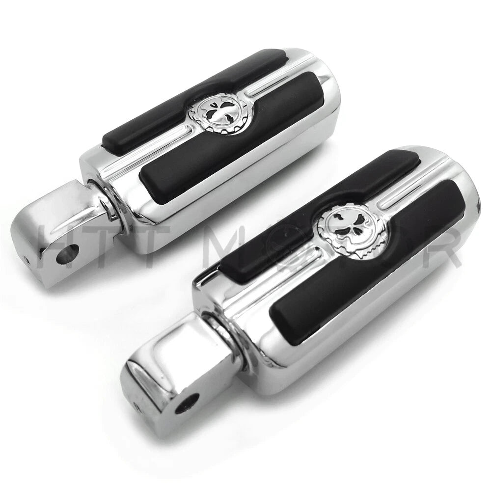 Chrome Gear Skull Footpegs for Yamaha Raider VMAX (2008–2017)