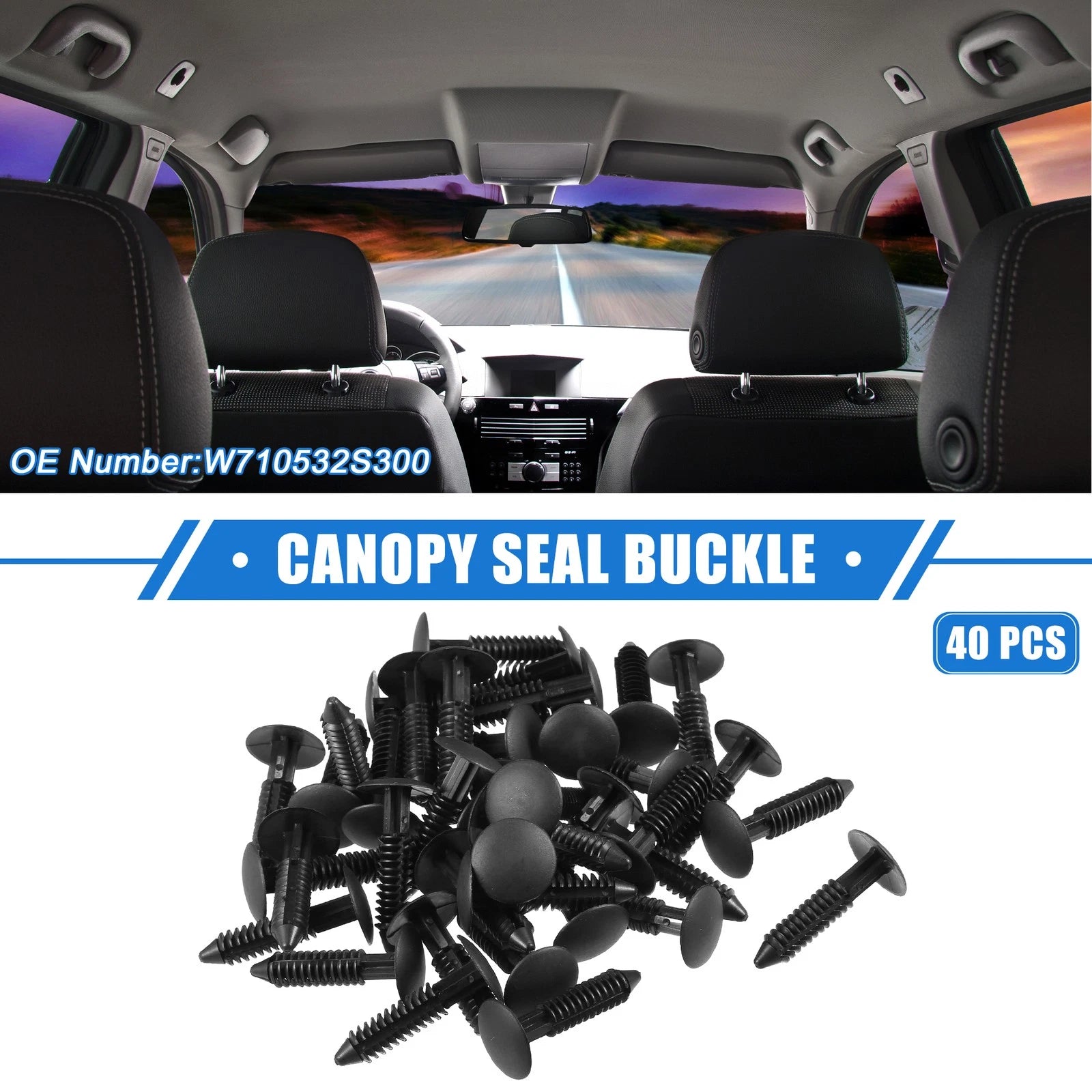 40Pcs Canopy Seal Buckle Clips for Ford Mustang (2005–2012) Black