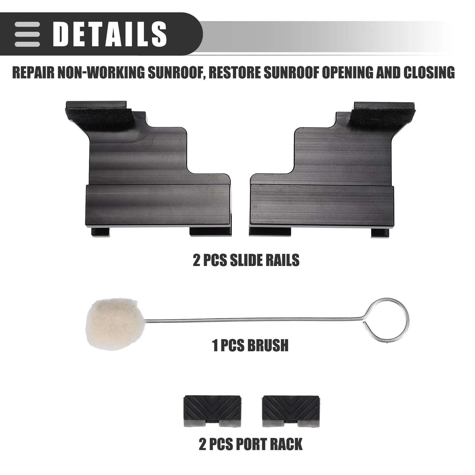 Sunroof Track Repair Kit for Ford Edge (2007–2014) - Aluminum Alloy Black