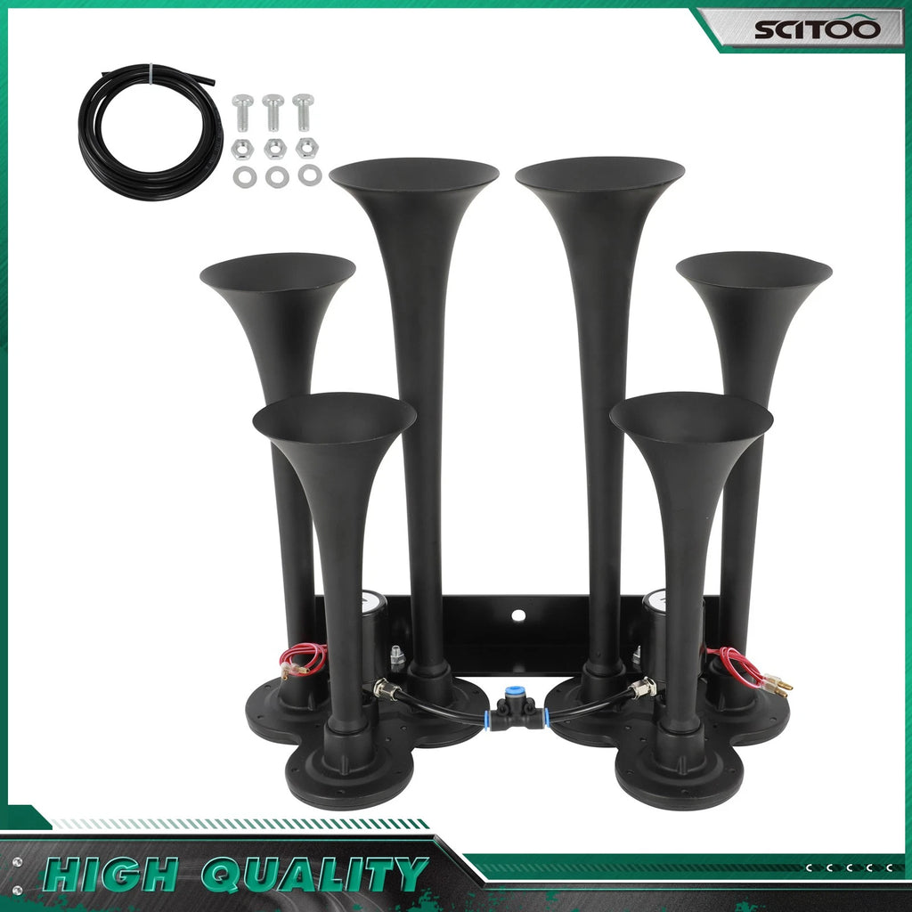 6 Trumpet Train Air Horn Kit for Ford Chevy Ram Toyota (135db)