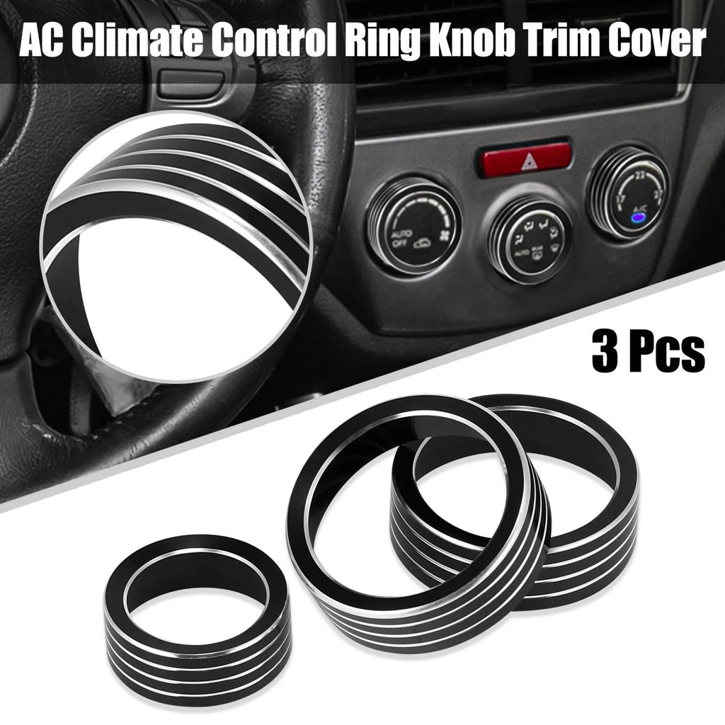 3pcs Black AC Climate Control Knob Trim Cover for Subaru Forester 