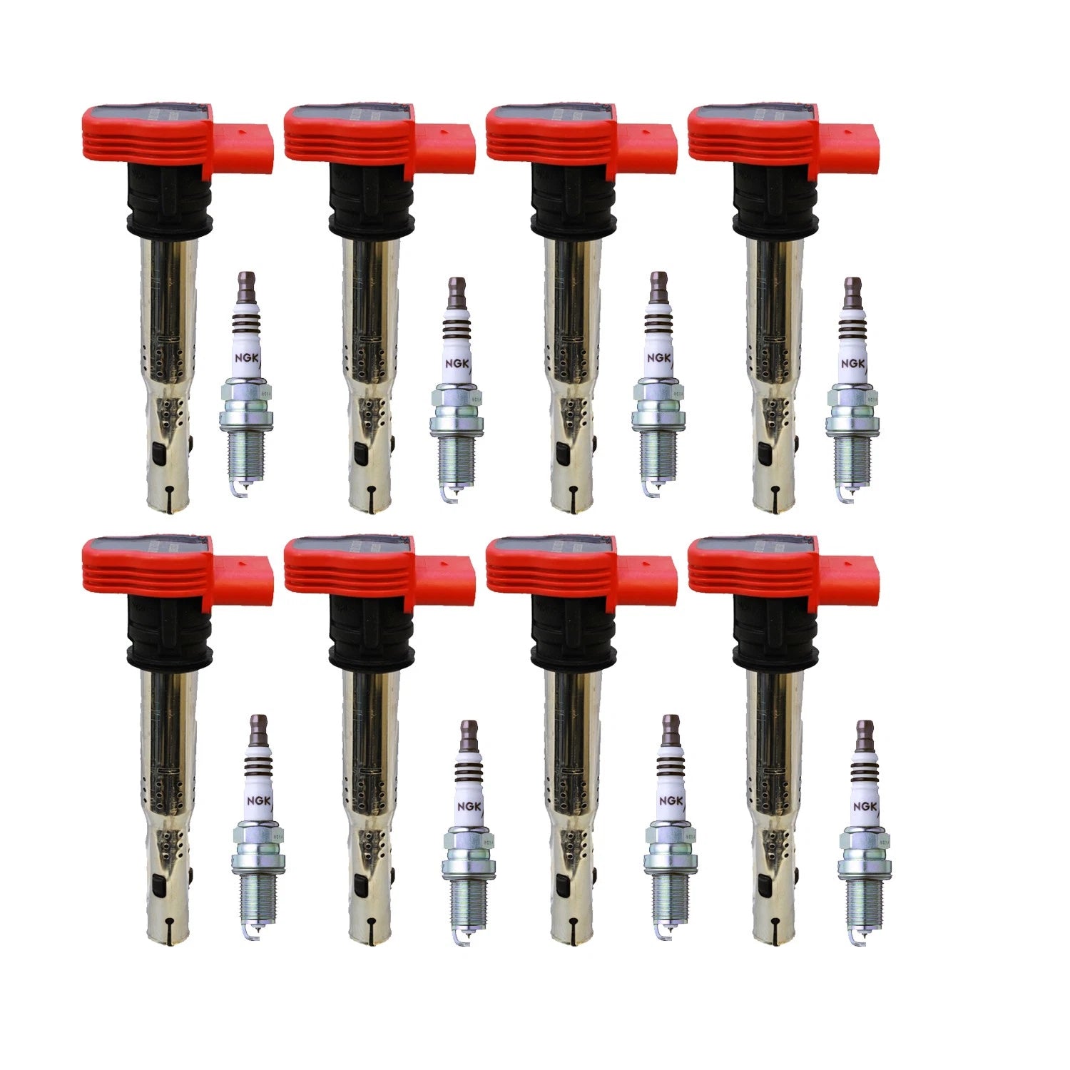 Set of 8 Ignition Coils & NGK Iridium Spark Plugs for Audi R8 4.2 V8 (2007–2015)