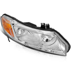 Headlights Pair for Honda Civic 4Dr Sedan (2006–2011) Chrome Housing
