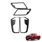 Matte Black Red Headlight Taillight Covers for Nissan Navara UTE (2021-2024)