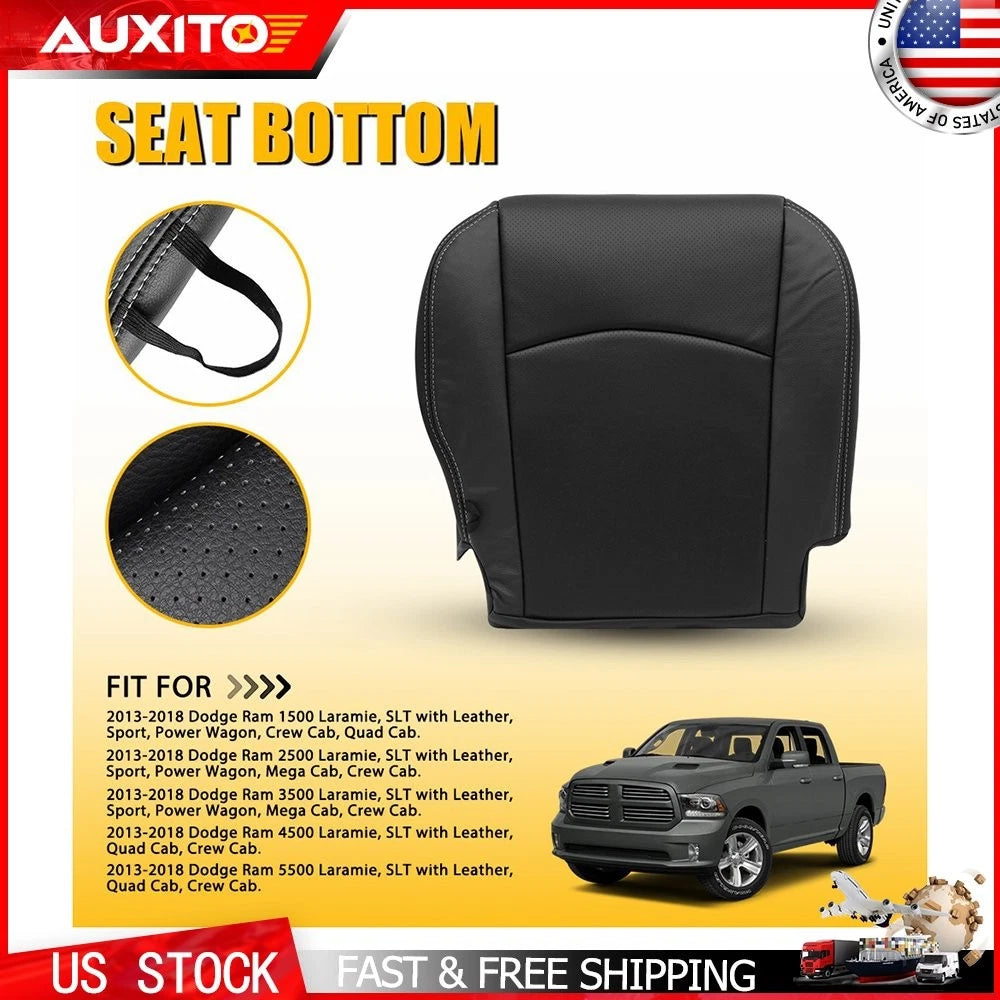 Leather Seat Cover for Dodge Ram 3500 Laramie (2013–2018) - Black