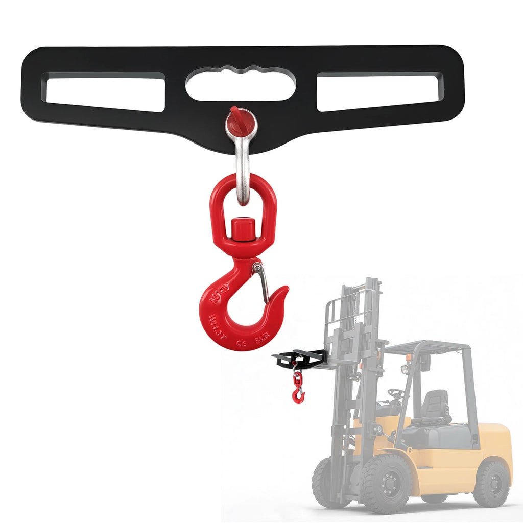 Forklift Lifting Hook Attachment for 6600LB 3 Ton (Dual Fork Mount, 360° Rotating)