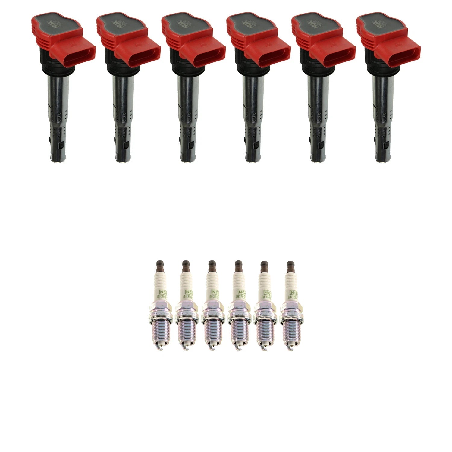 Set of 6 NGK Ignition Coils & Platinum Spark Plugs for Audi A5 A6 Q5 (2005–2012)