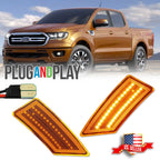 Amber Lens LED Front Side Marker Parking Lights for Ford Ranger (2019–2022)