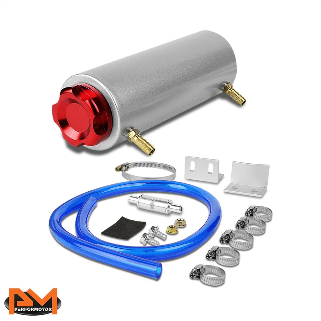 Oil Catch Reservoir Tank with Cap for Racing (7.25"x2.8", Red)