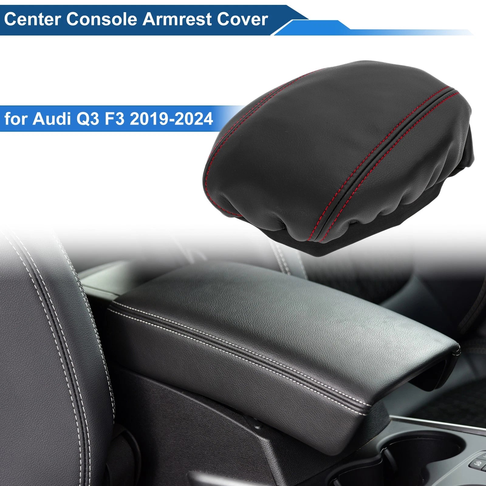 Armrest Cover for Audi Q3 F3 (2019–2024) Anti-Scratch Black Red