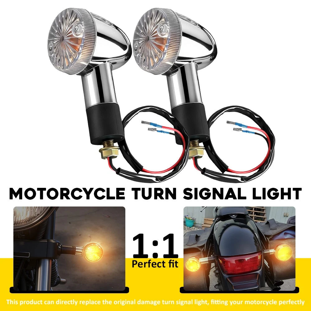 2X Bullet Turn Signal Lamps Chrome Clear for Honda VTX 1800 TYPE C (2002–2009)