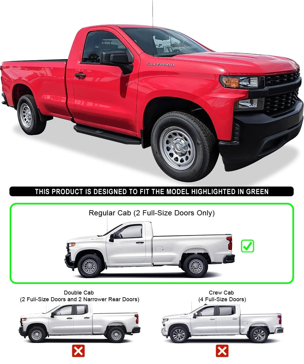 Set of 2 Black Running Boards for Silverado Sierra (2019-2026)