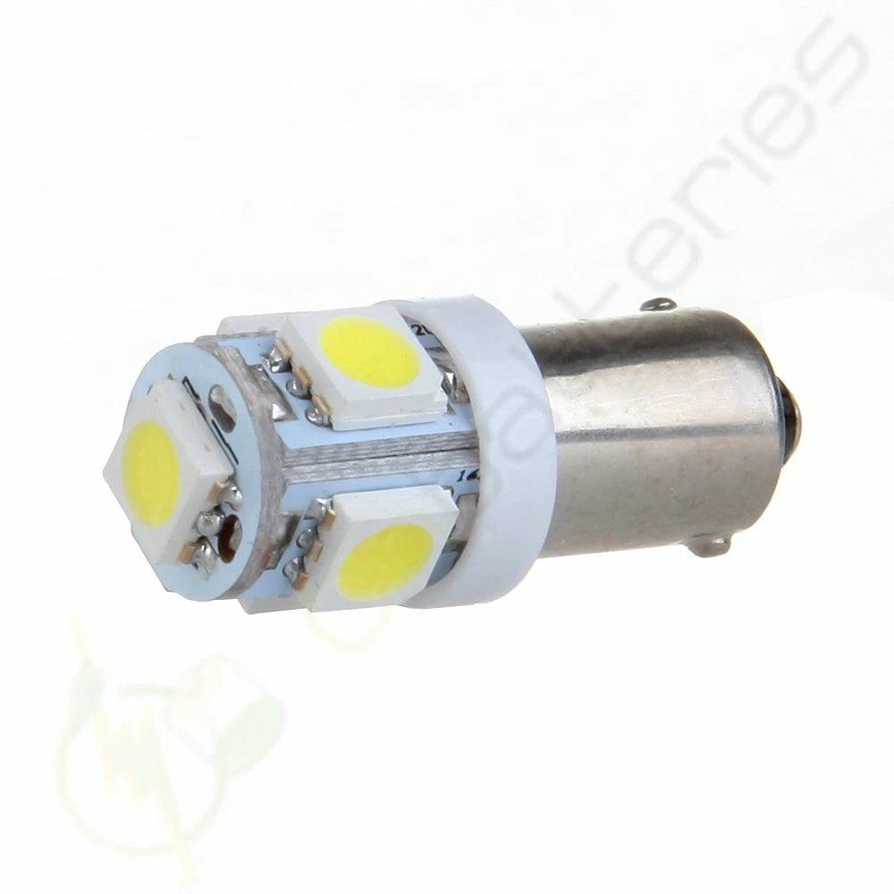 2Pcs BA9S White 5-5050-SMD LED Bulbs for Audi (Fits T4W H6W 1895 3886X)