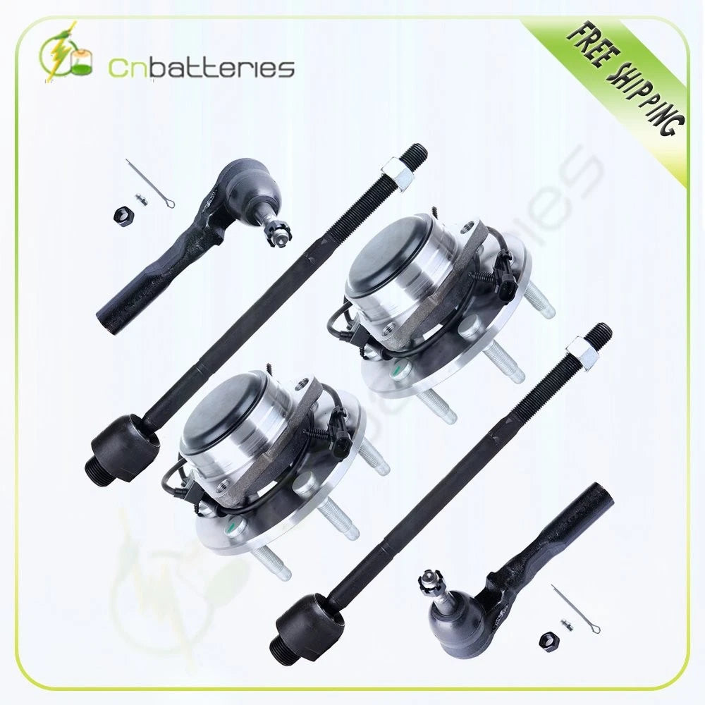 6Pc Front Wheel Hub & Bearing Tie Rod for Chevrolet GMC Sierra 1500 (2007–2018)