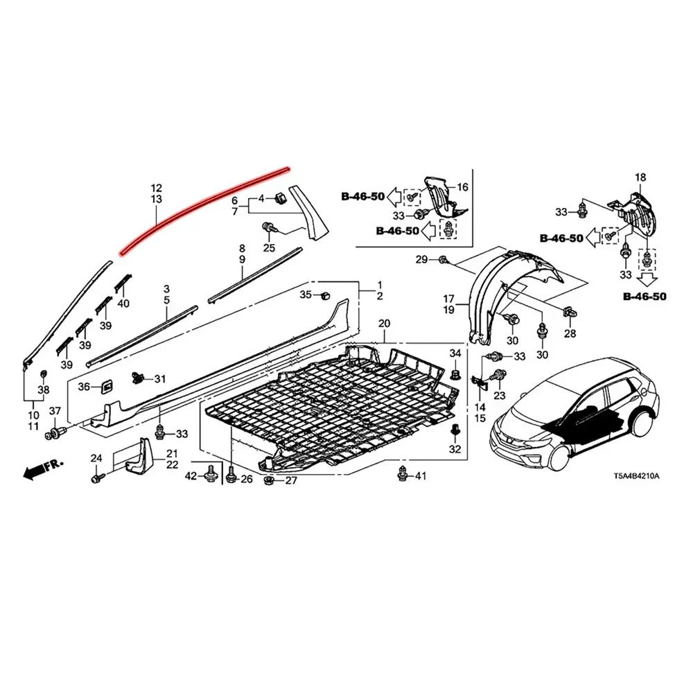 Roof Drip Side Molding Seal for Honda Fit Jazz Hatchback (2015-2020)