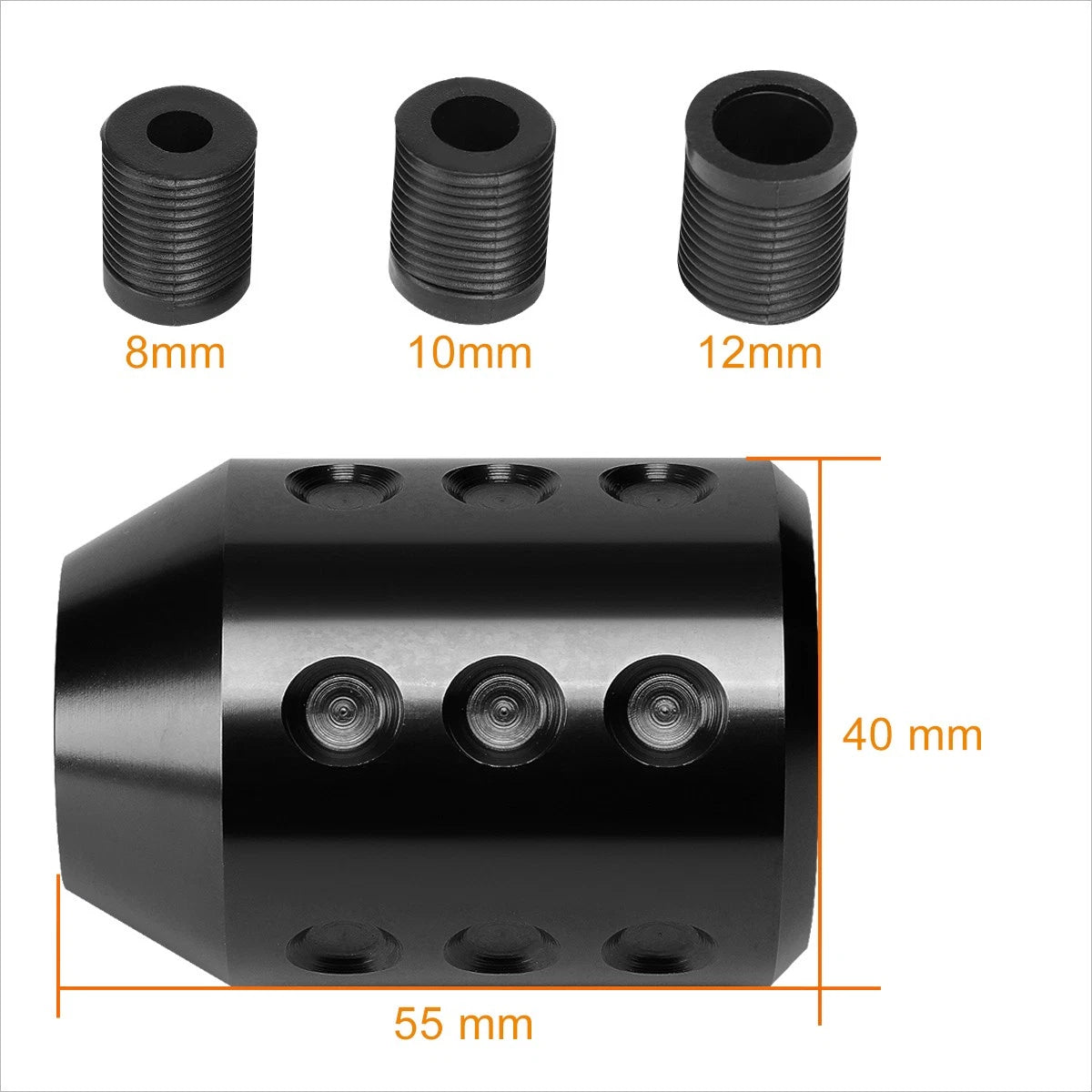 6-Speed Manual Shift Knob for J2 (Aluminum, Black, Includes Adapters)