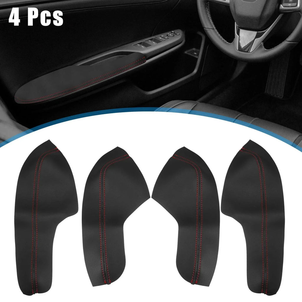 4 Pcs Door Armrest Covers for Honda Civic 10th Gen (2016-2020) Black/Red Line