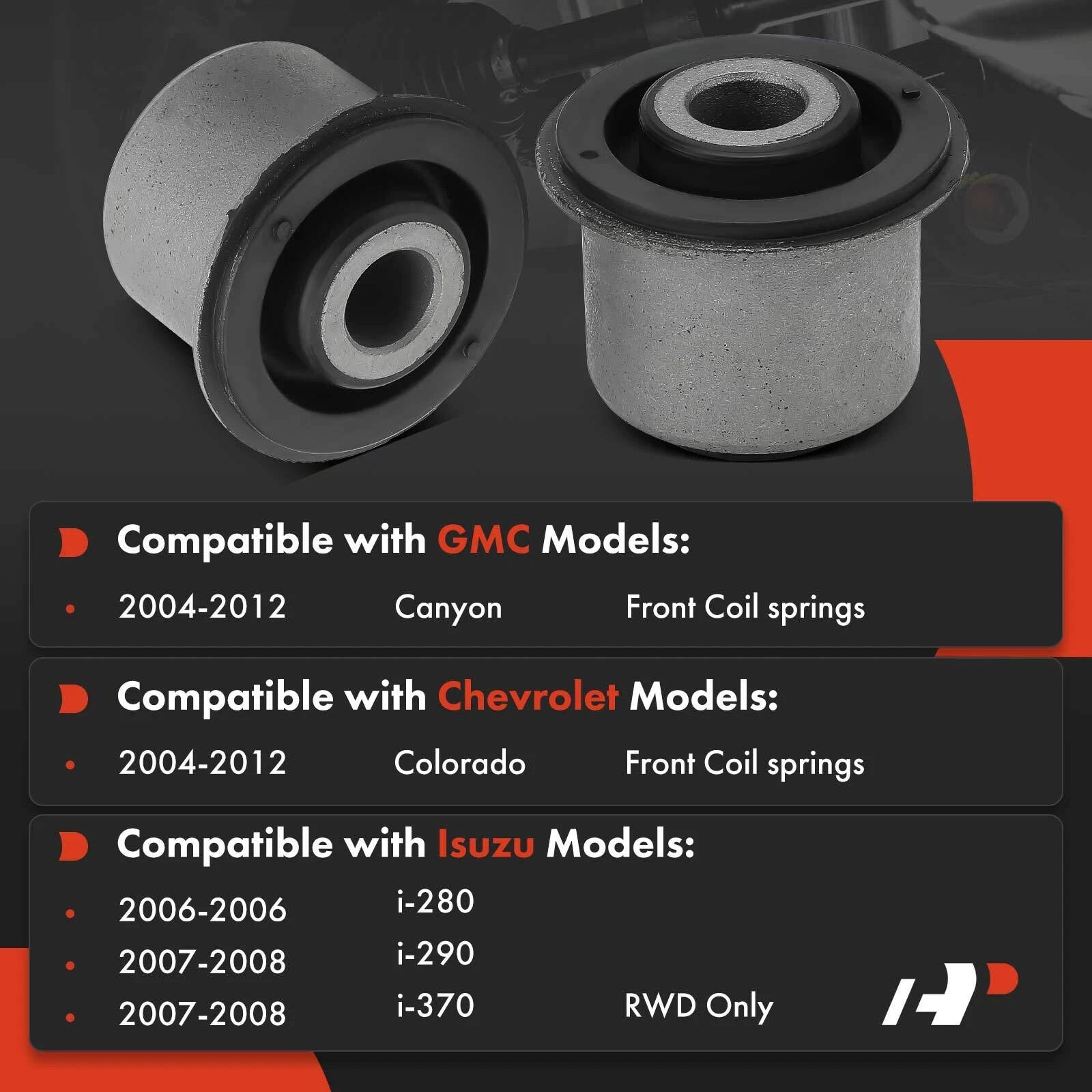 2X Front Upper Control Arm Bushing for Chevy Colorado GMC Canyon (2004â2012)