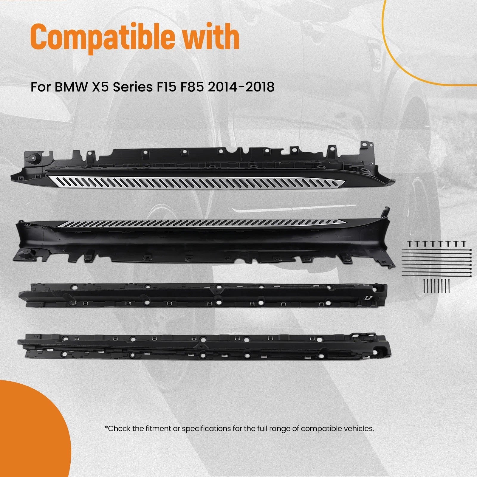 Set of 2 Step Boards Side Step for BMW X5 F15 F85 (2014–2018) Black Non-Slip