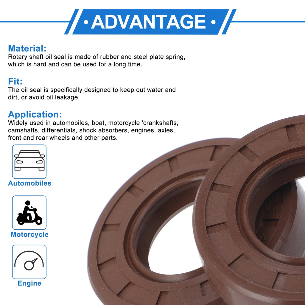 Set of 2 Oil Seal Rotary Shaft Seal FKM Rubber 25x47x10mm