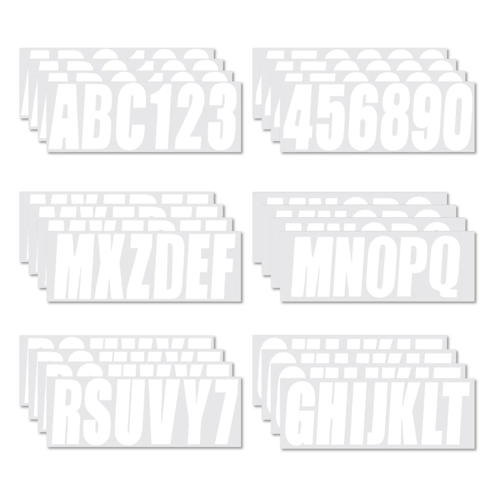 White Alpha-Numeric Registration Stickers Decals for Boat