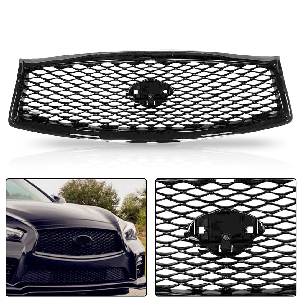 Front Bumper Upper Grille for Infiniti Q50 (2014-2017) Black