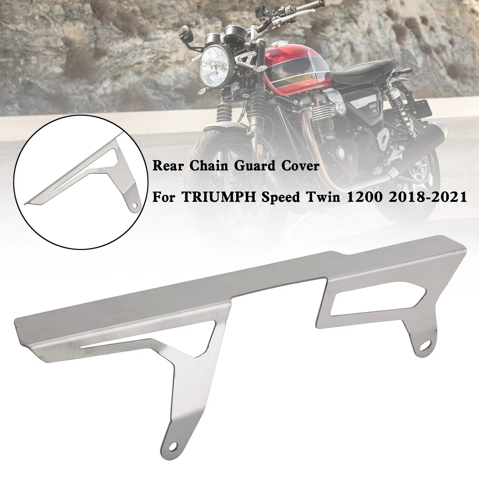 Rear Sprocket Chain Guard Protector Cover for Triumph Speed Twin 1200 (2018–2021) Silver T9
