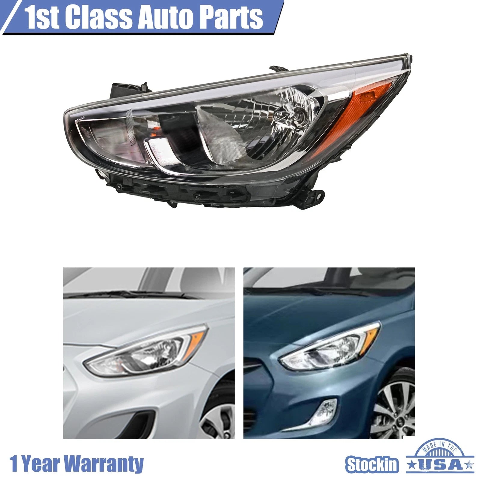 Headlight Assembly Driver Left for Hyundai Accent (2015-2017)