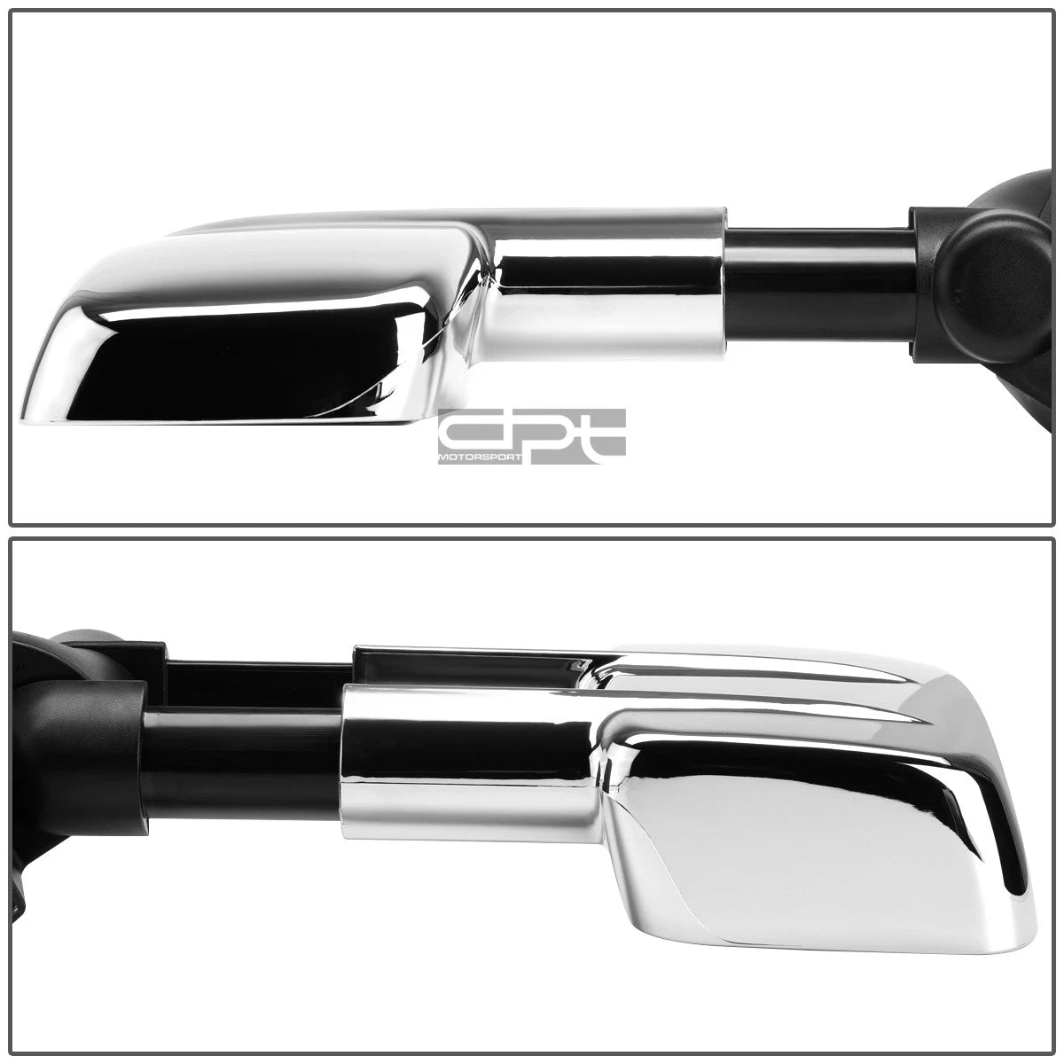 Set of 2 Extendable Arm Chrome Rear View Towing Mirrors for Chevy GMC GMT900 (2007–2013)