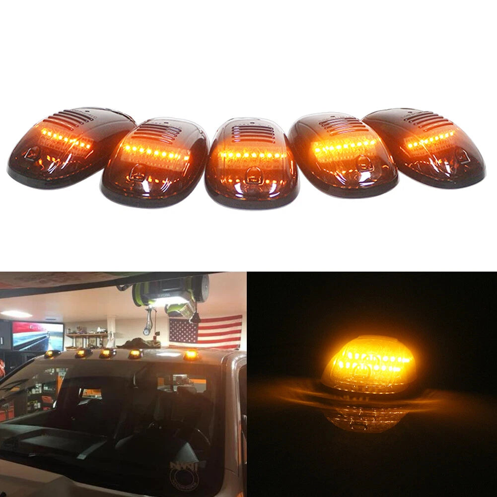 5X Amber LED Cab Roof Marker Lights for Dodge GMC Chevy SUV (Universal)