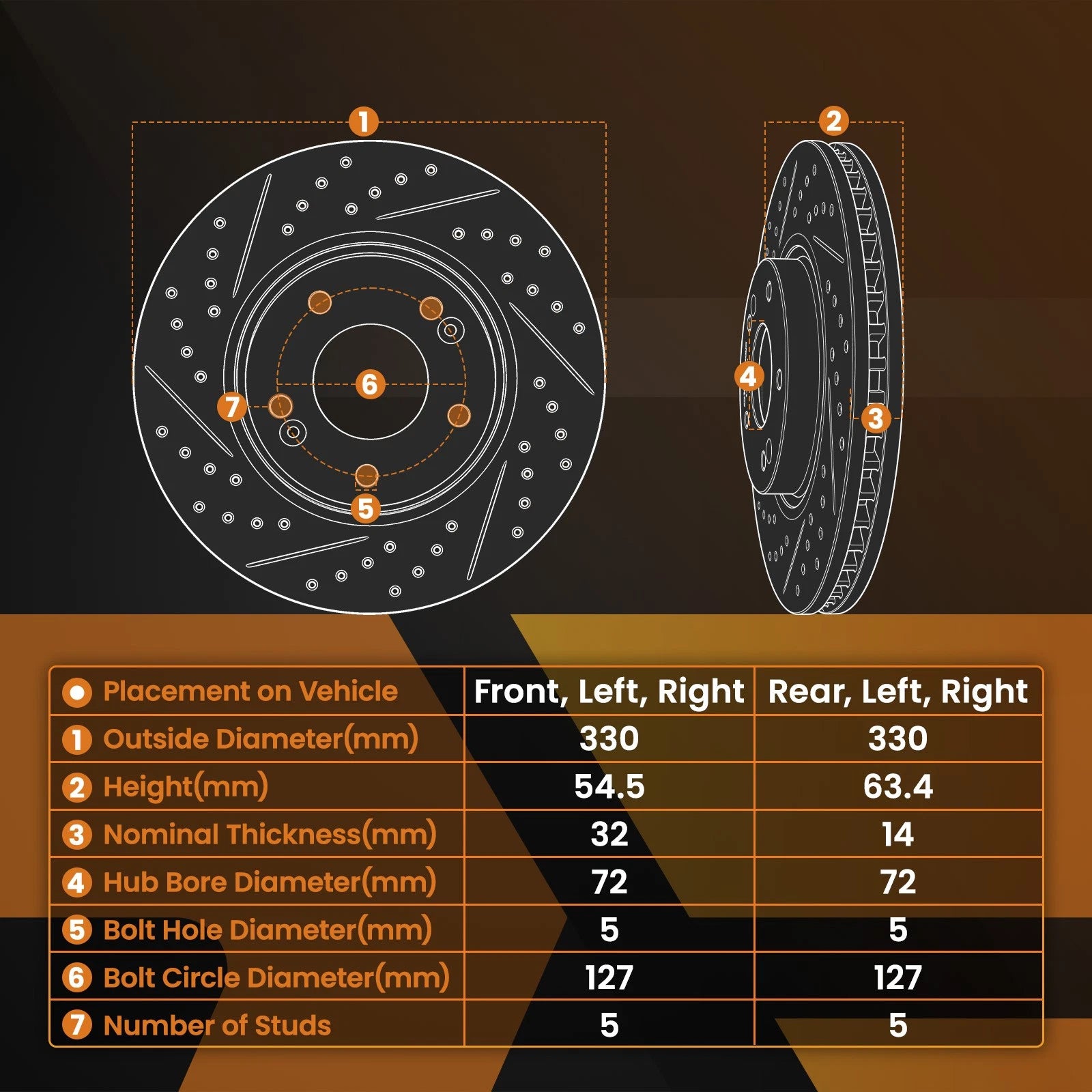 Front Rear Brake Rotors + Ceramic Brake Pads Kit for Jeep Grand Cherokee (2011–2018)