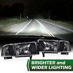 Clear Corner Black Headlights Assembly for Dodge Ram 1500 2500 3500 (1994–2002)