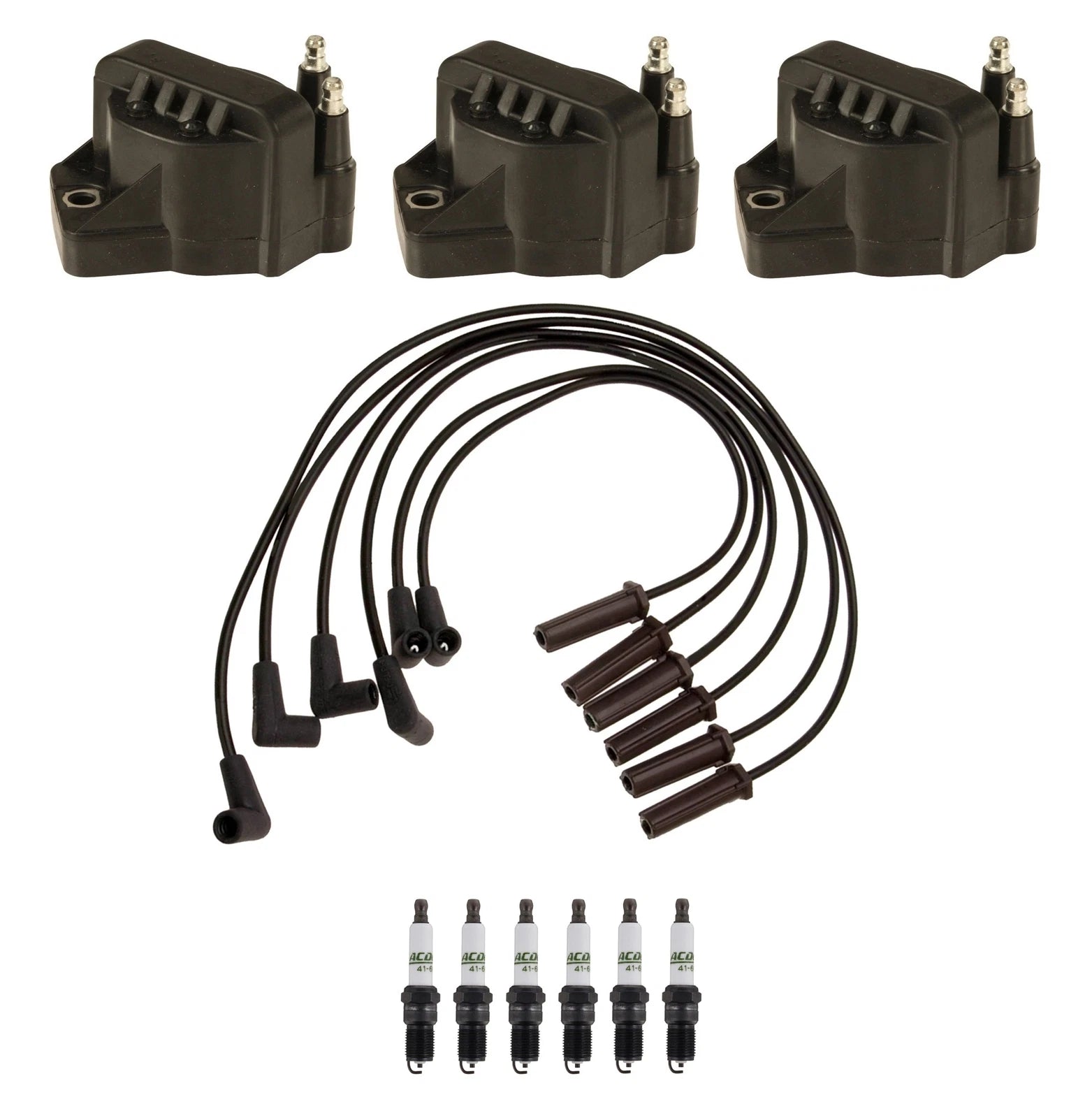 Set of 3 Ignition Coils & 6 Spark Plugs for Chevy Pontiac 3.8 (VIN K)