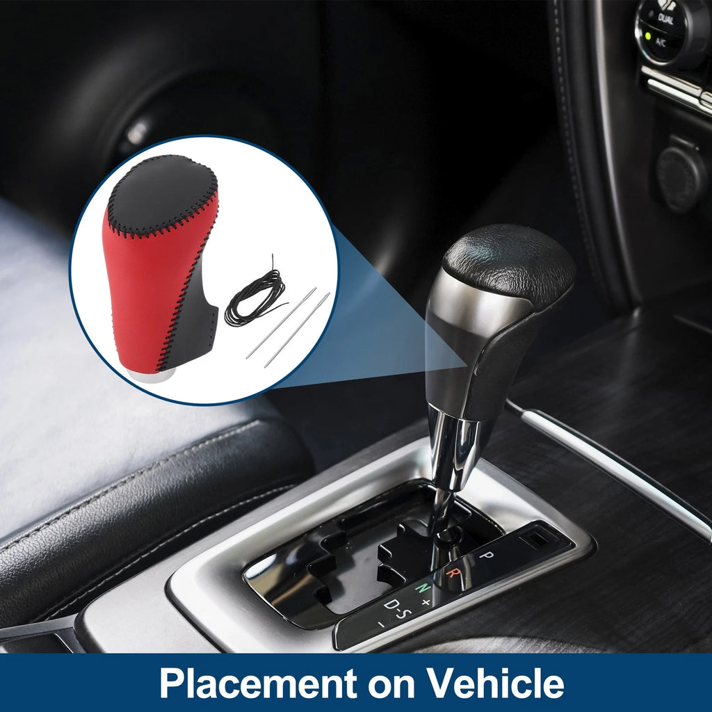 Gear Shift Knob Cover for Chevrolet Malibu (2016–2023) Red Black Faux Leather