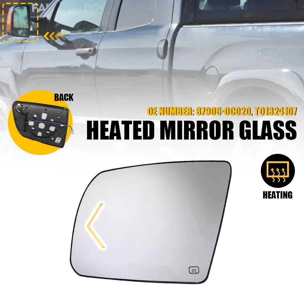 Left Side Mirror Glass Power Heated Signal for Toyota Tundra (2007–2020) / Sequoia (2008–2017)
